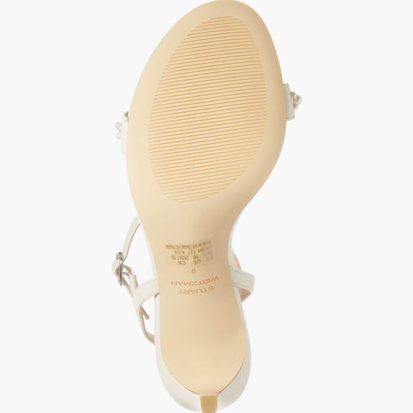 NEW Stuart Weitzman 9 Dancer 75 Demipearl Heel Sandal Calf Leather White Wedding - Picture 13 of 13